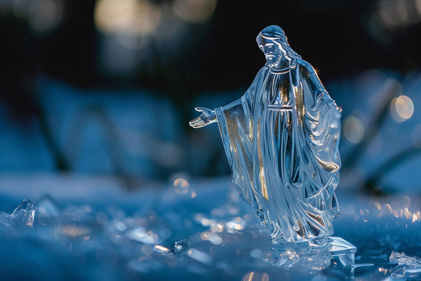 Image gratuite Figurine cristal Christ, lumière lune 1