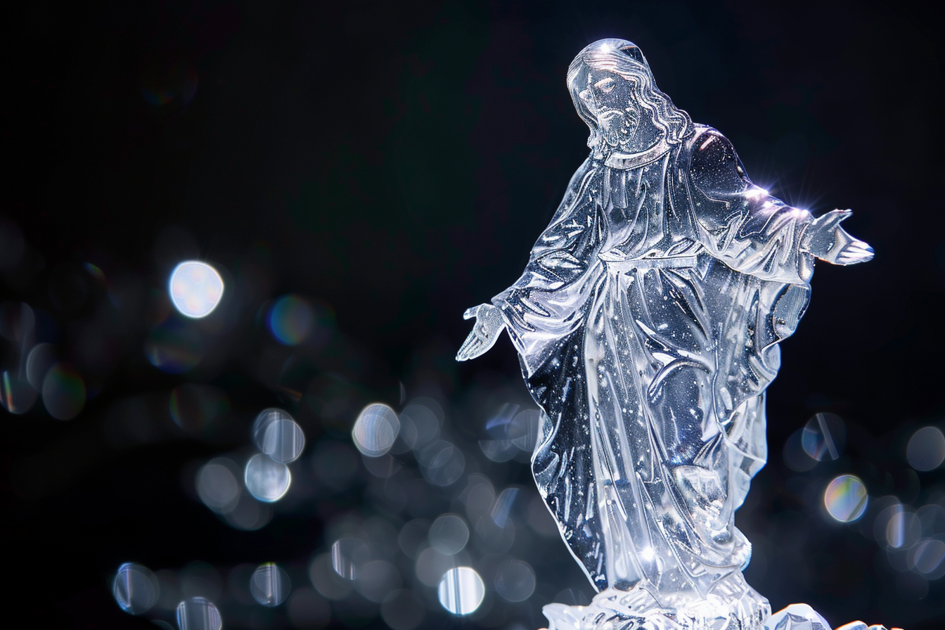 Image gratuite Figurine cristal Christ, lumière lune 2