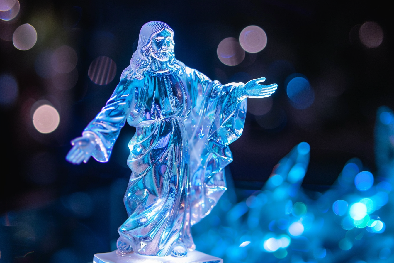 Image gratuite Figurine cristal Christ, lumière lune 3