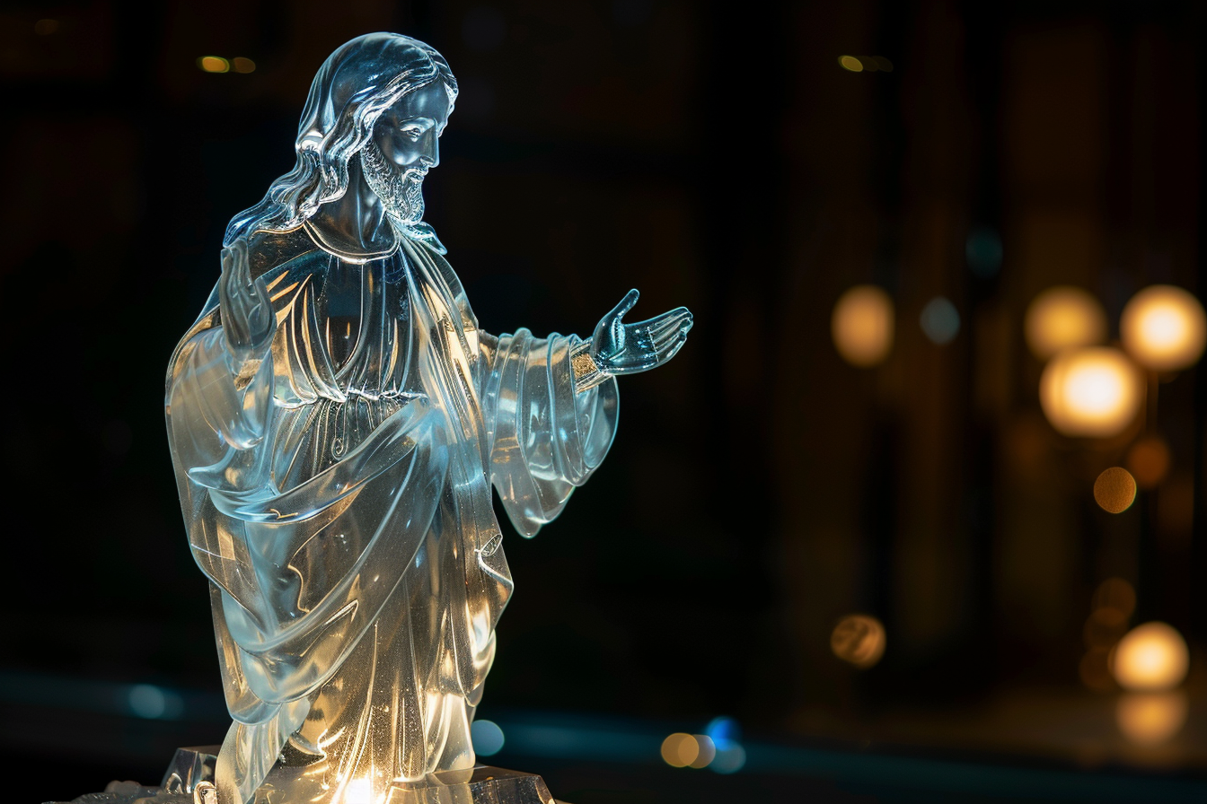 Image gratuite Figurine cristal Christ, lumière lune 4
