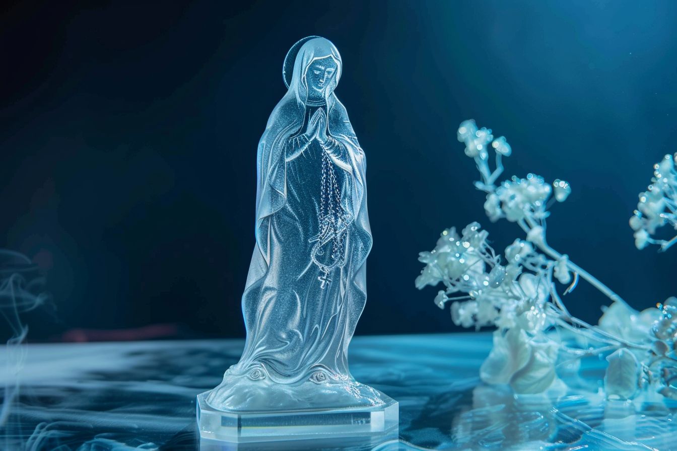 Image gratuite Figurine cristal Notre-Dame éclairée lumière lune 1