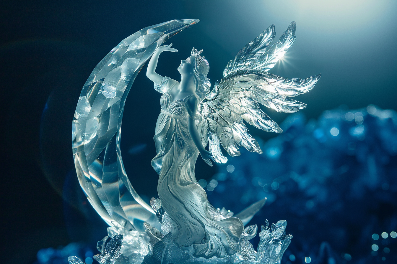 Image gratuite Figurine en cristal d&rsquo;un ange, lumière lune 2