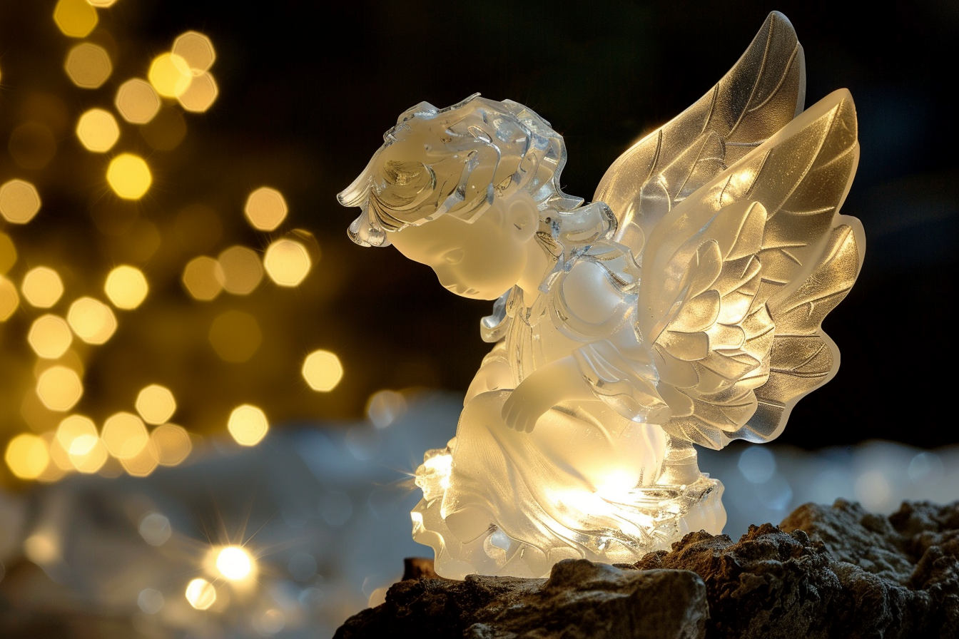 Image gratuite Figurine en cristal d&rsquo;un ange, lumière lune 3