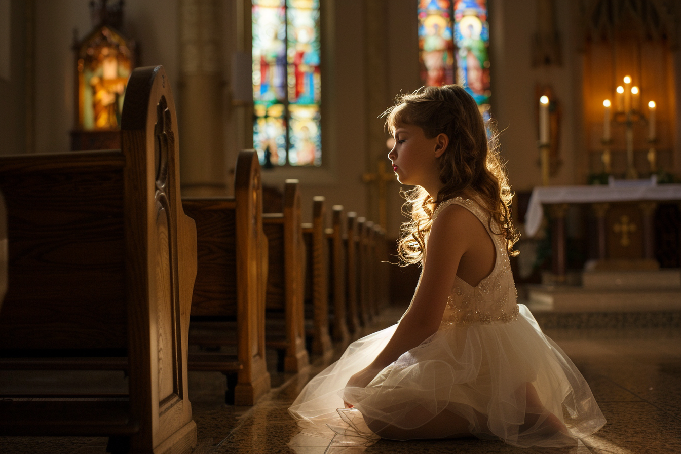 Image gratuite Fille en robe de communion 1