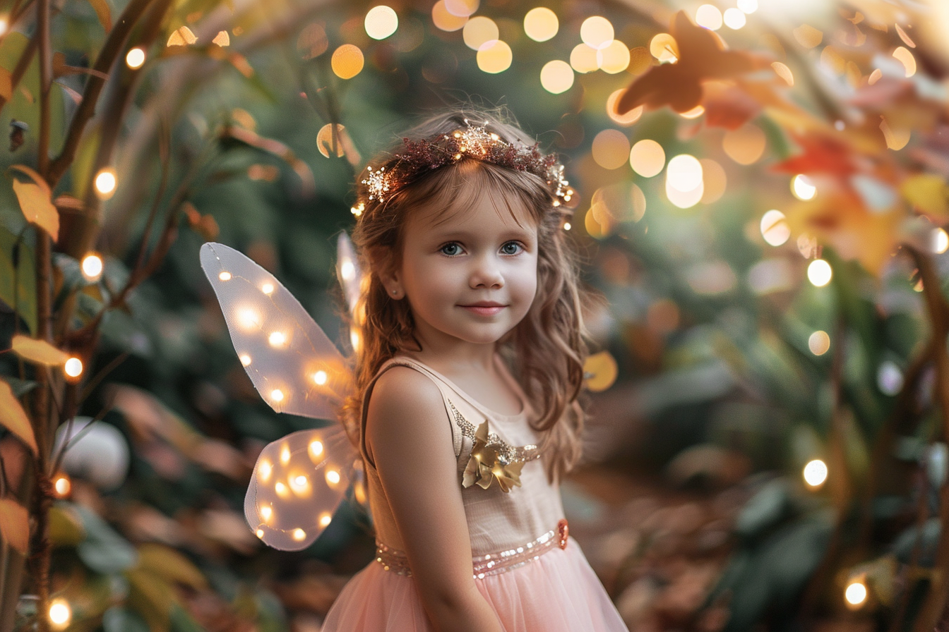 Image gratuite Fille fée, jardin, lumières, décorations Halloween 3