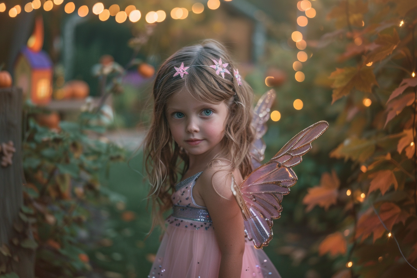 Image gratuite Fille fée, jardin, lumières, décorations Halloween 4