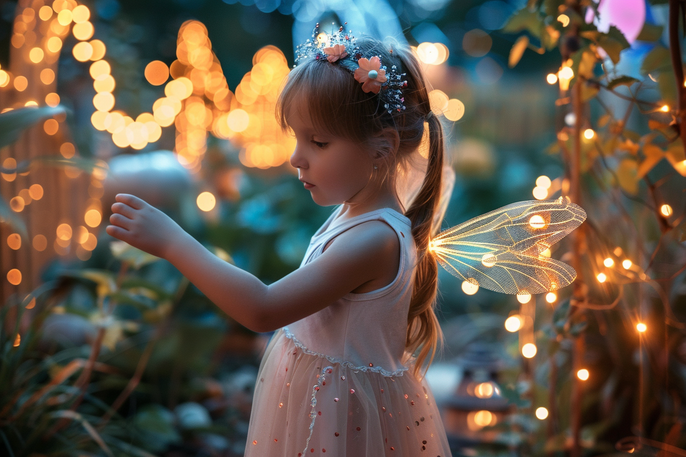 Image gratuite Fille fée, jardin, lumières, décorations Halloween 7