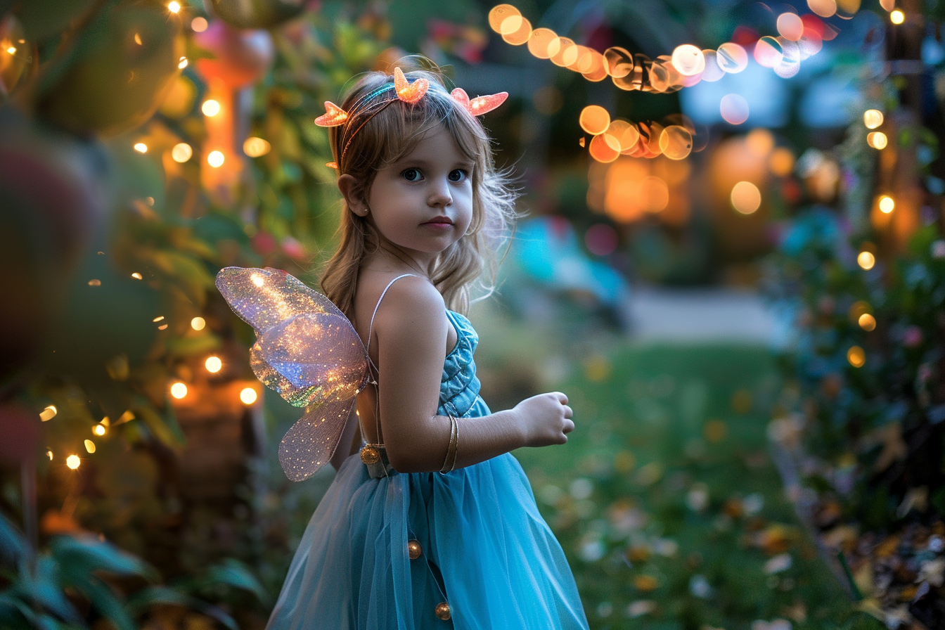 Image gratuite Fille fée, jardin, lumières, décorations Halloween 8