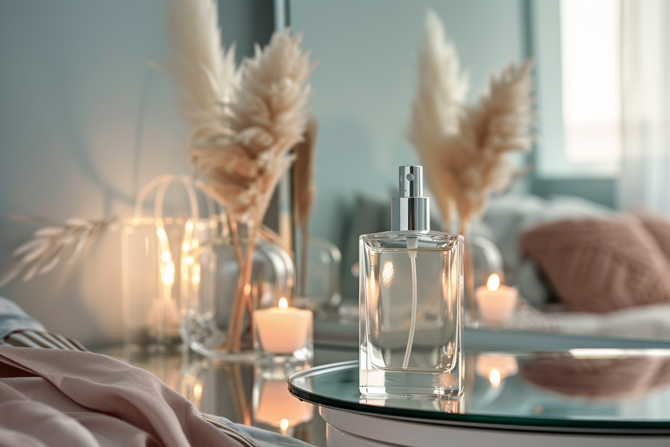 Image gratuite Flacon de parfum en verre avec vaporisateur argenté 1