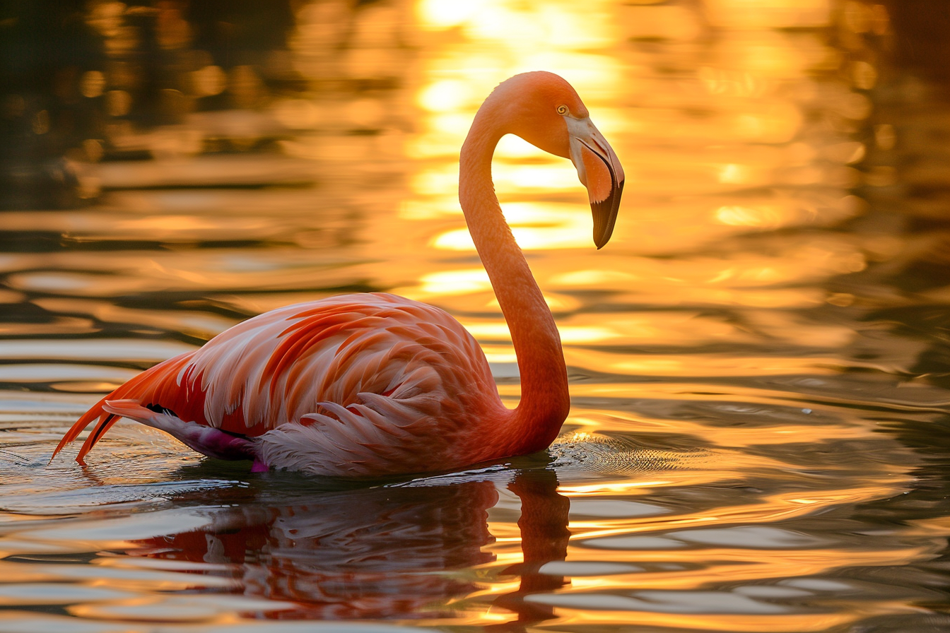 Image gratuite Flamant rose au coucher du soleil 1
