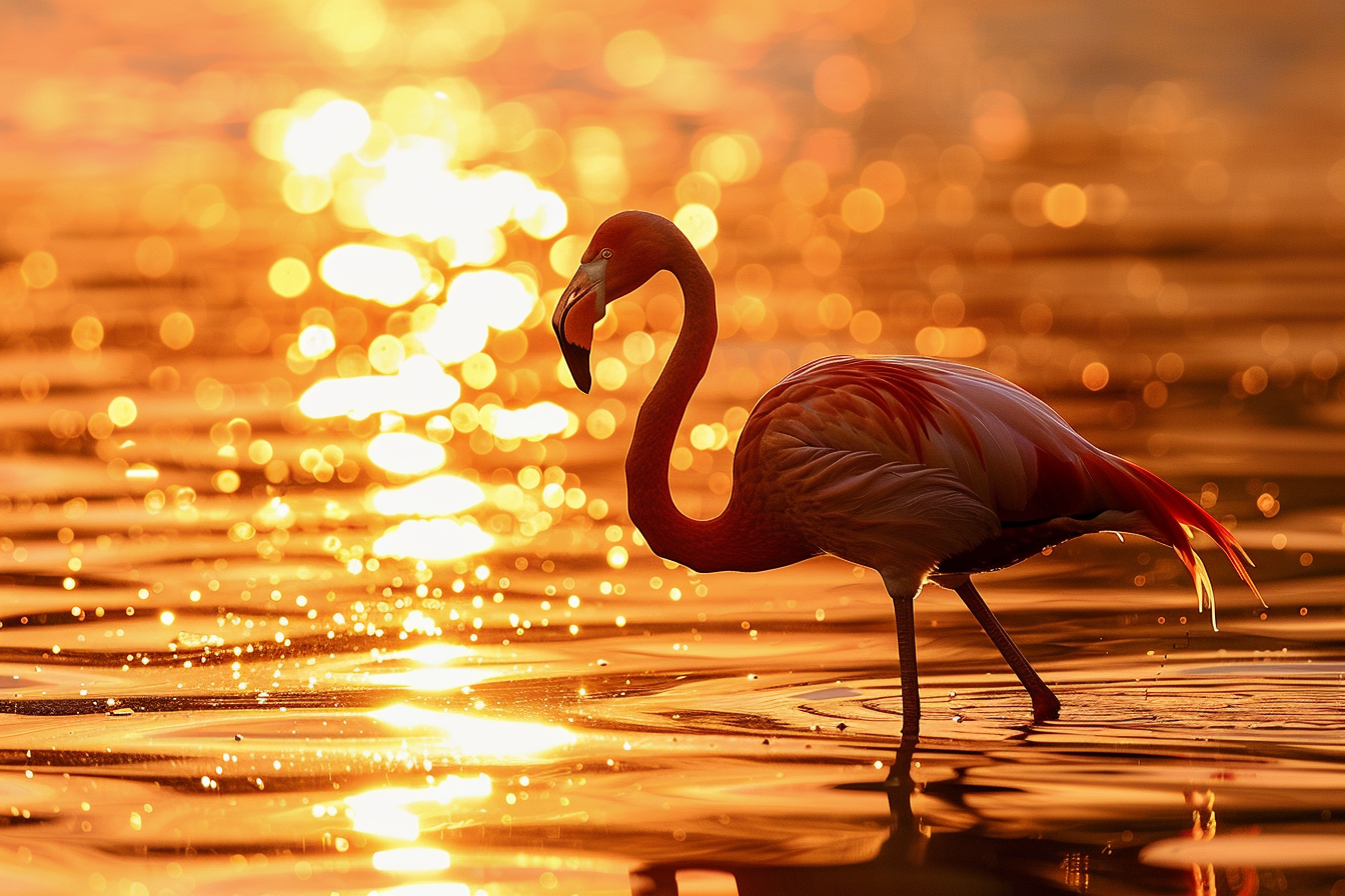 Image gratuite Flamant rose au coucher du soleil 2