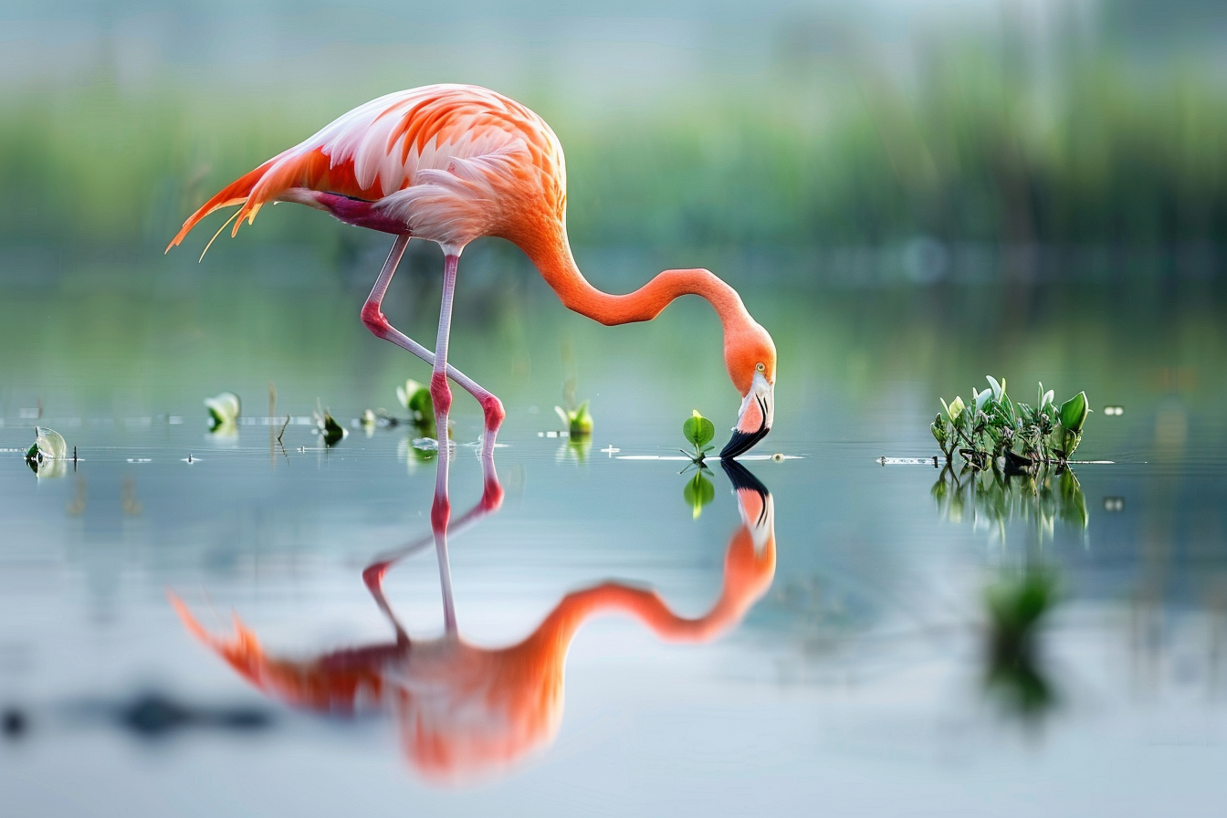 Image gratuite Flamant rose dans un marécage 1