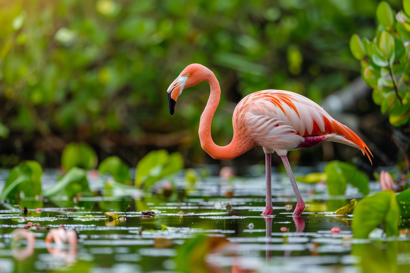 Image gratuite Flamant rose se tenant sur une patte 1
