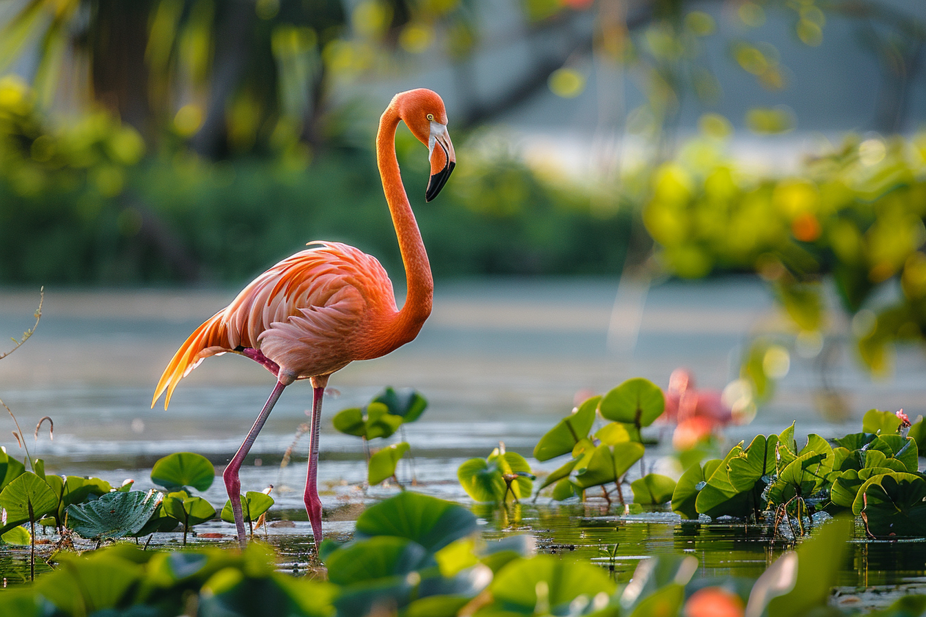 Image gratuite Flamant rose se tenant sur une patte 2