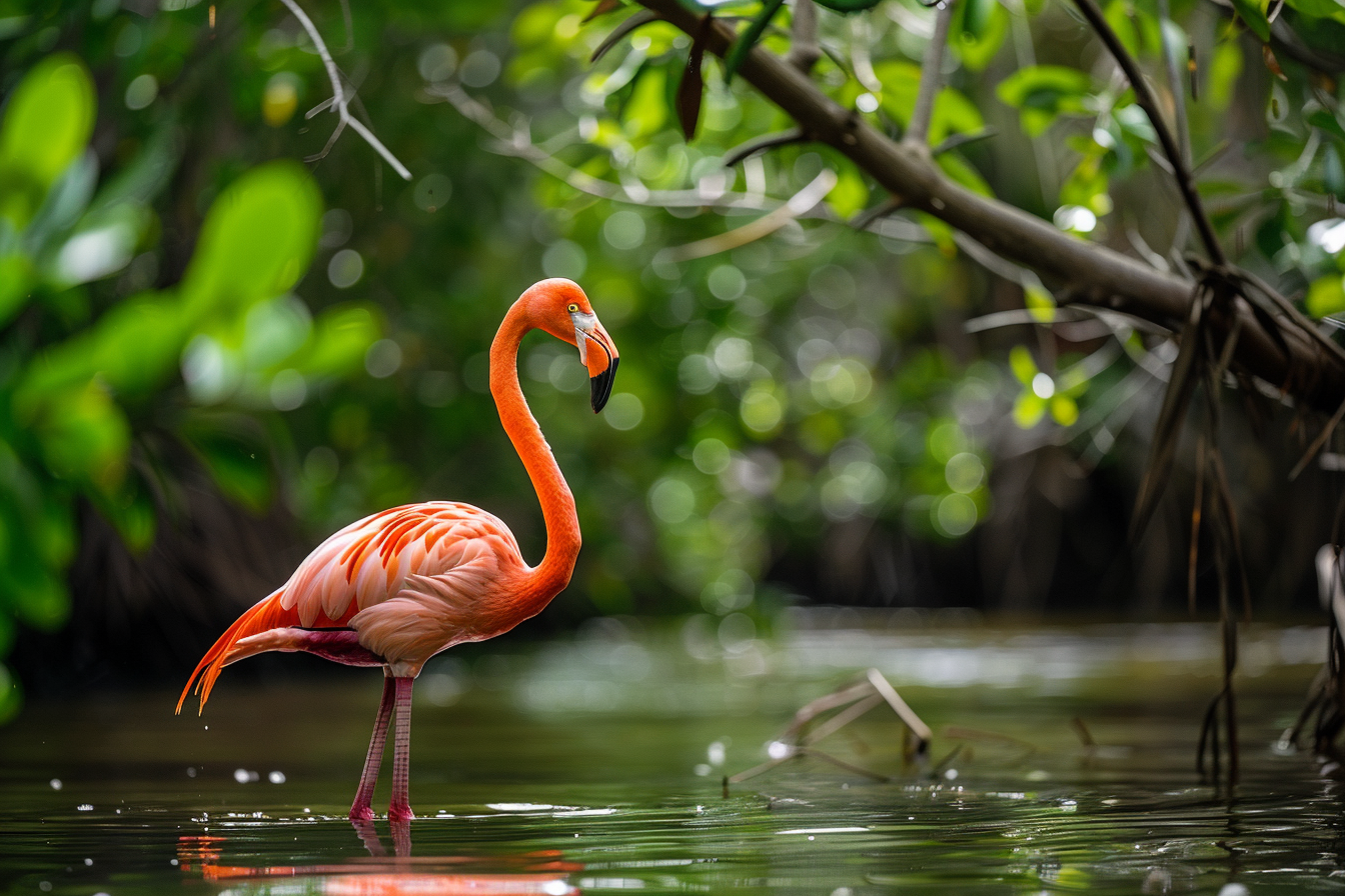 Image gratuite Flamant rose se tenant sur une patte 4