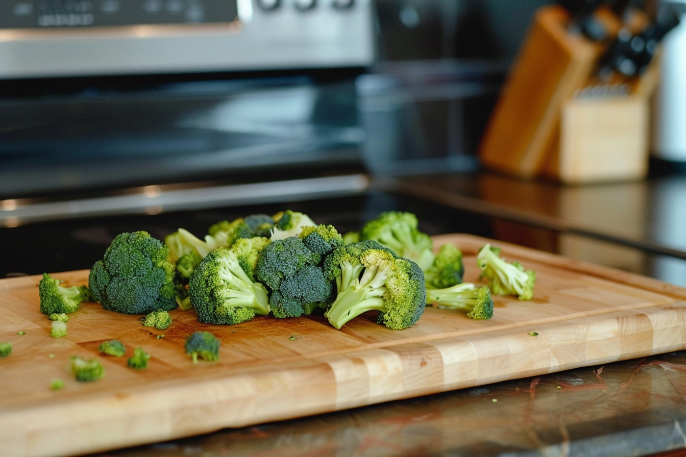 Image gratuite Fleurons de brocoli sur planche en bois 1