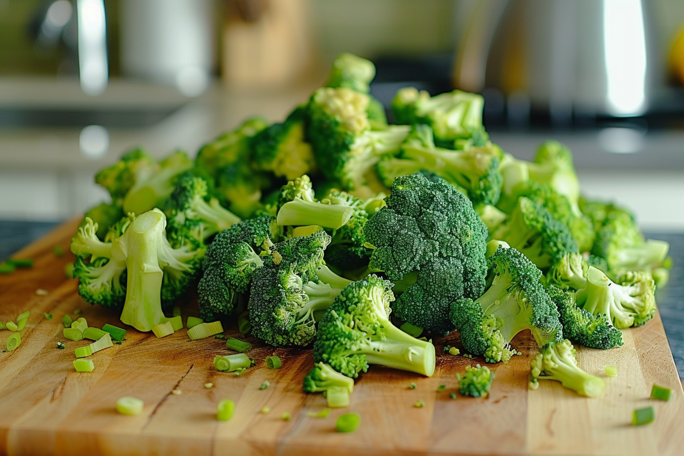 Image gratuite Fleurons de brocoli sur planche en bois 3