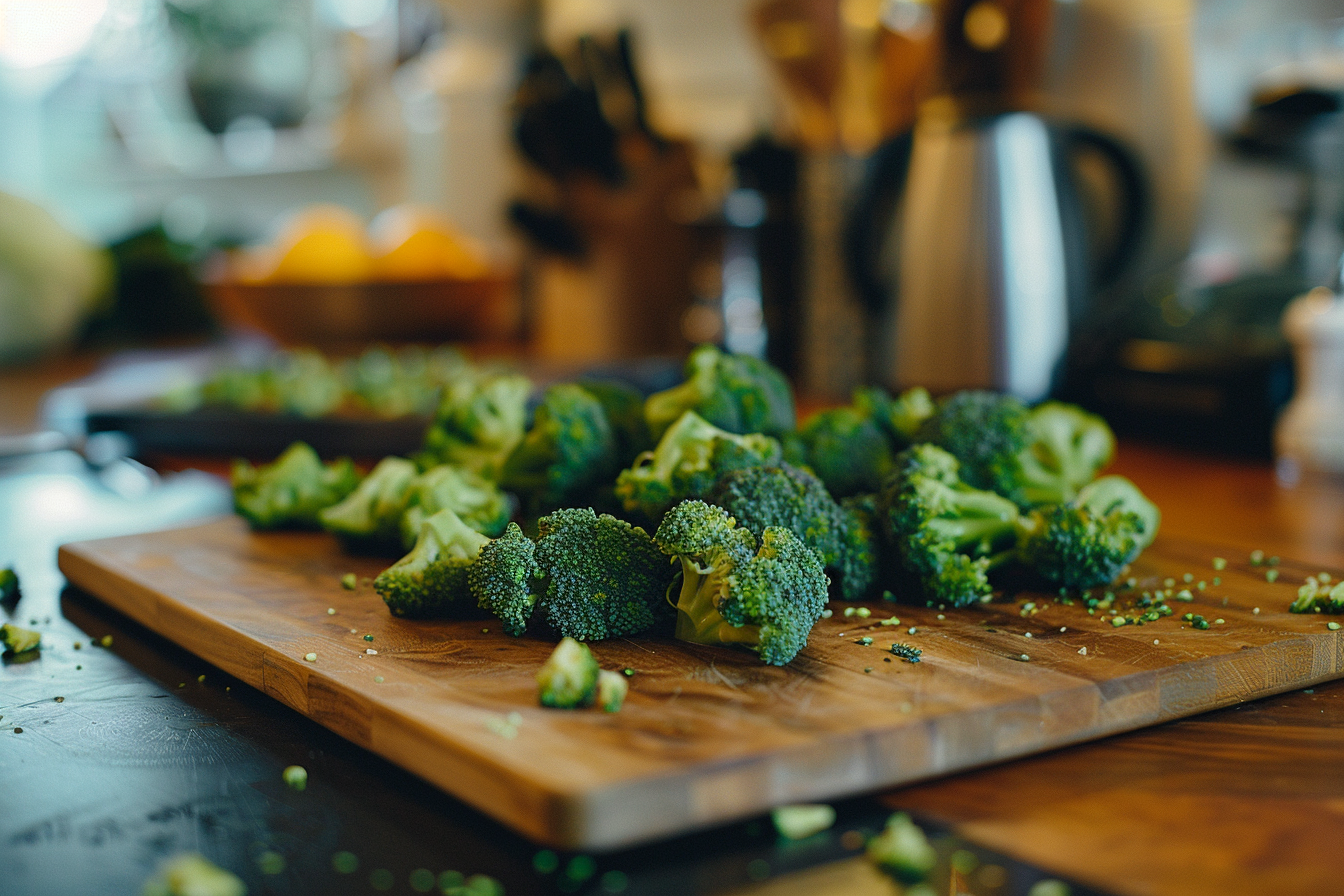 Image gratuite Fleurons de brocoli sur planche en bois 5