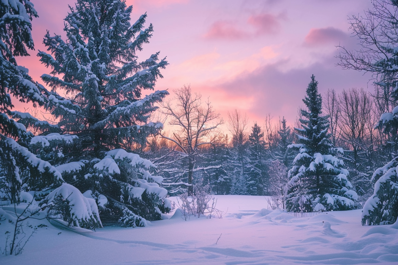 Image gratuite Forêt enneigée à l&rsquo;aube 2