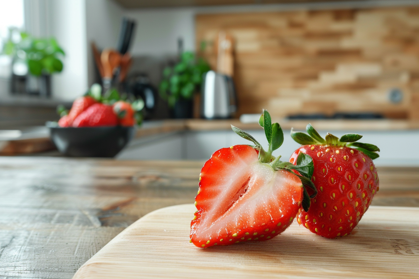 Image gratuite Fraise coupée en cuisine moderne 1