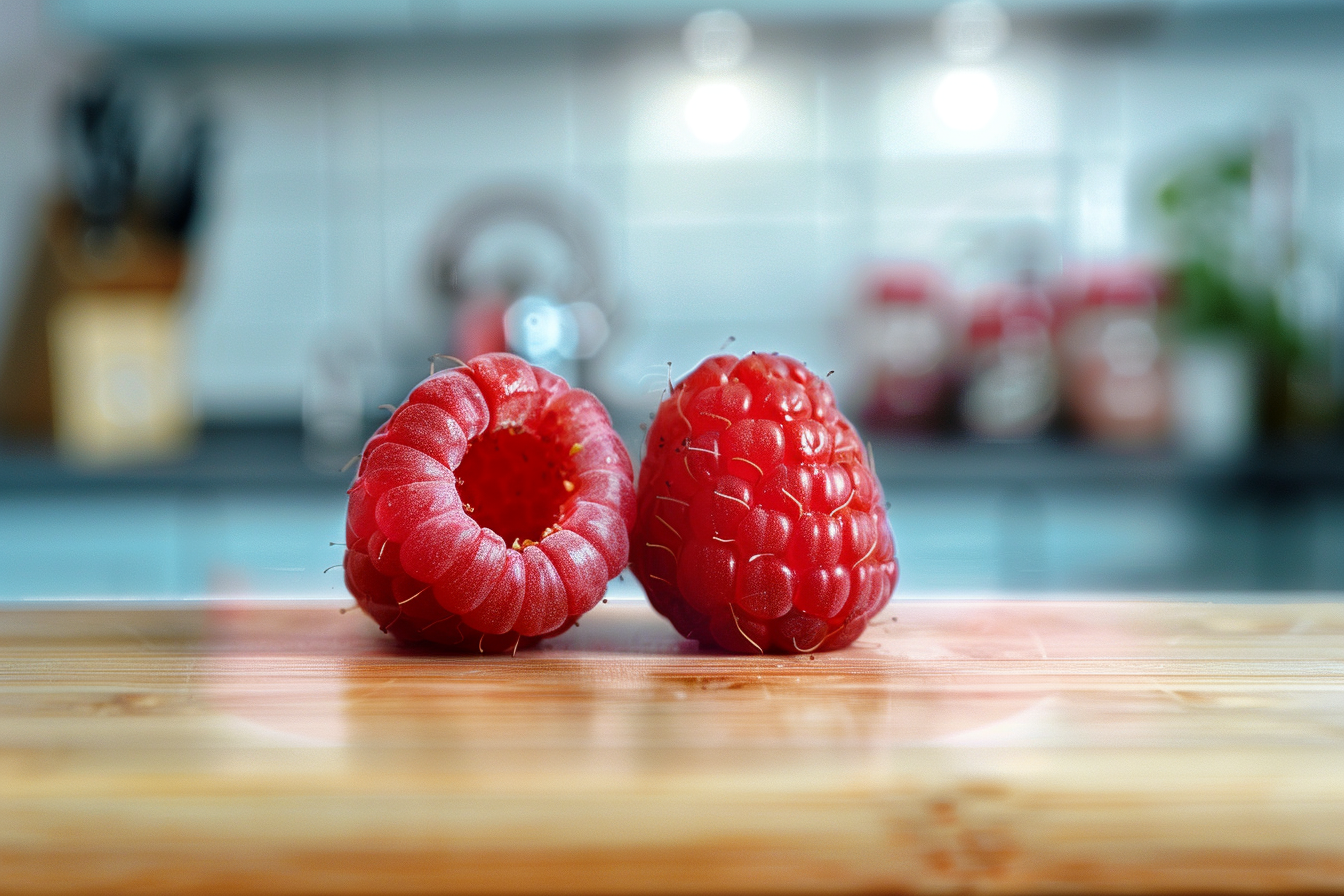Image gratuite Framboise coupée en cuisine moderne 1