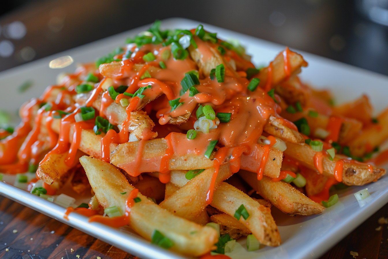 Image gratuite Frites gourmet sur assiette blanche 1