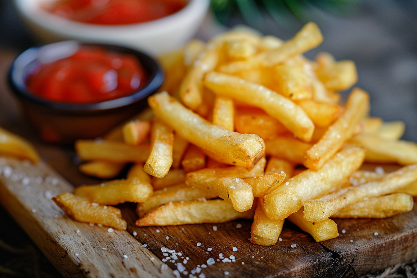 Image gratuite Frites sur une planche en bois 2