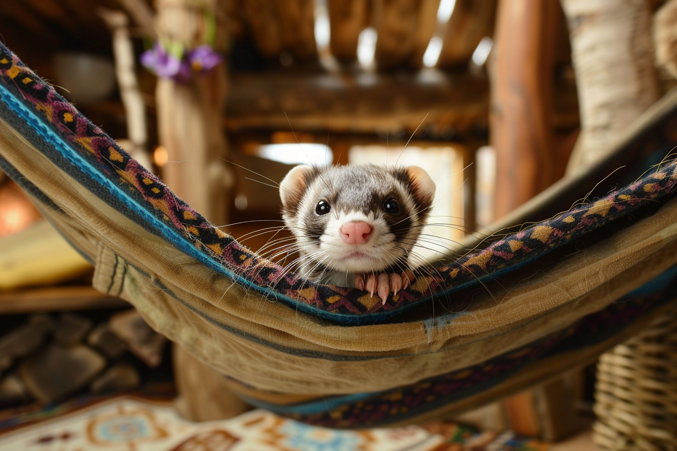 Image gratuite Furet dans hamac dans salon rustique 2