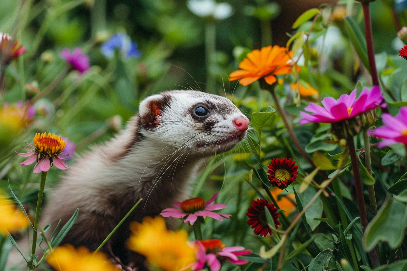Image gratuite Furet explorant jardin luxuriant 3