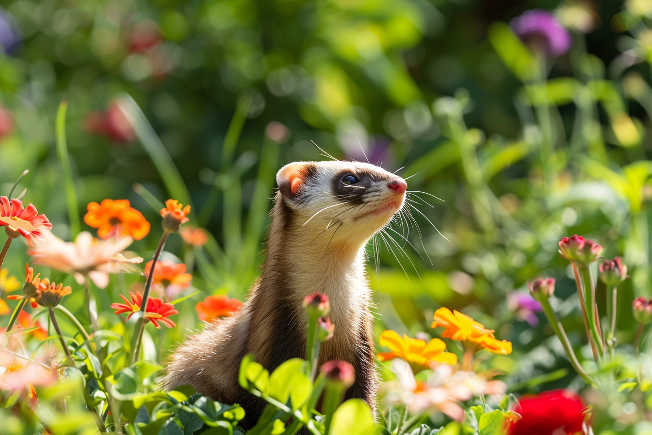 Image gratuite Furet explorant jardin luxuriant 4