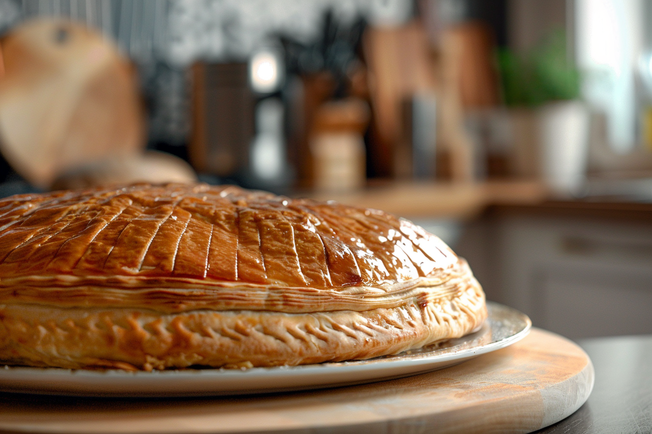 Image gratuite Galette des Rois sur comptoir cuisine dans décor contemporain 2