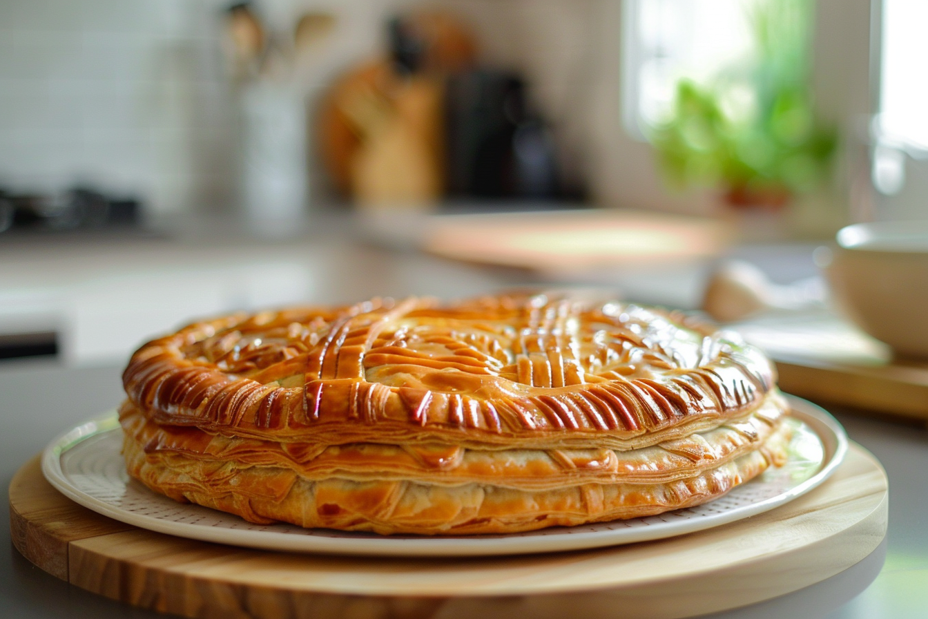 Image gratuite Galette des Rois sur comptoir cuisine dans décor moderne 2