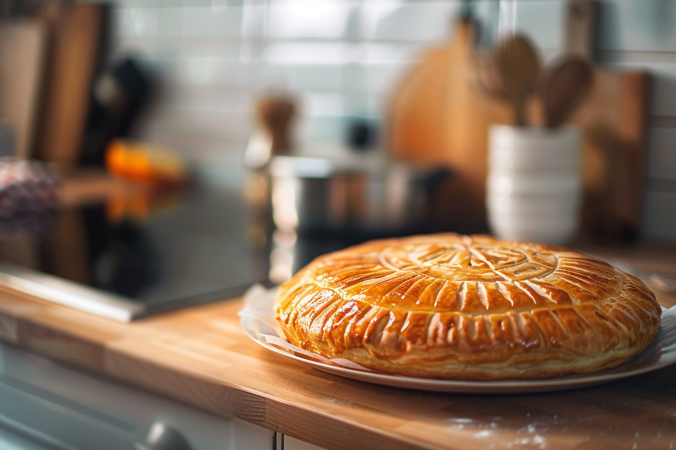 Image gratuite Galette des Rois sur comptoir cuisine dans scène moderne 1
