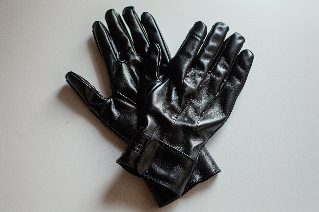 Image gratuite Gants en cuir noir sur surface blanche 1