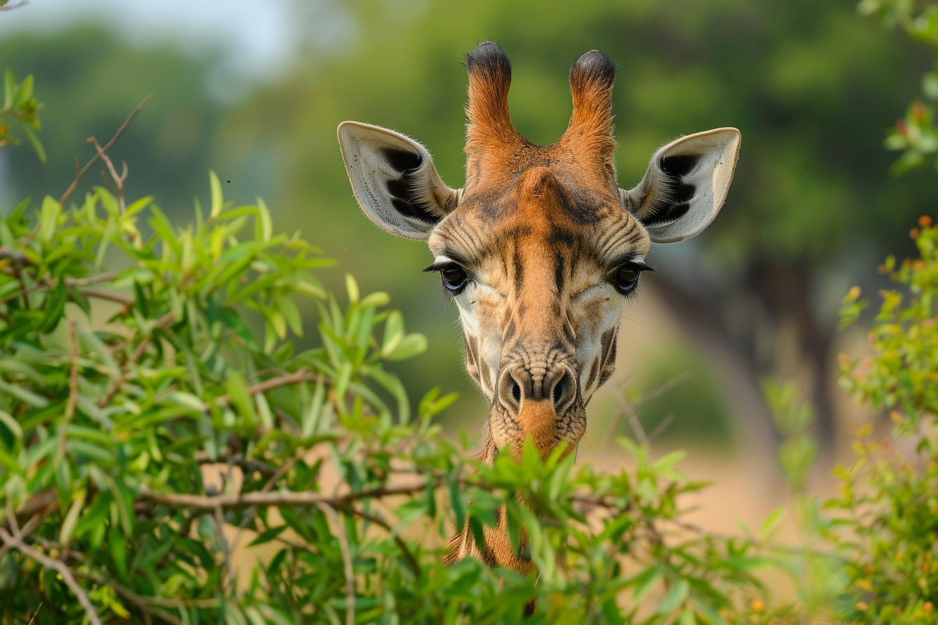 Image gratuite Girafe curieuse explorant paysage 1