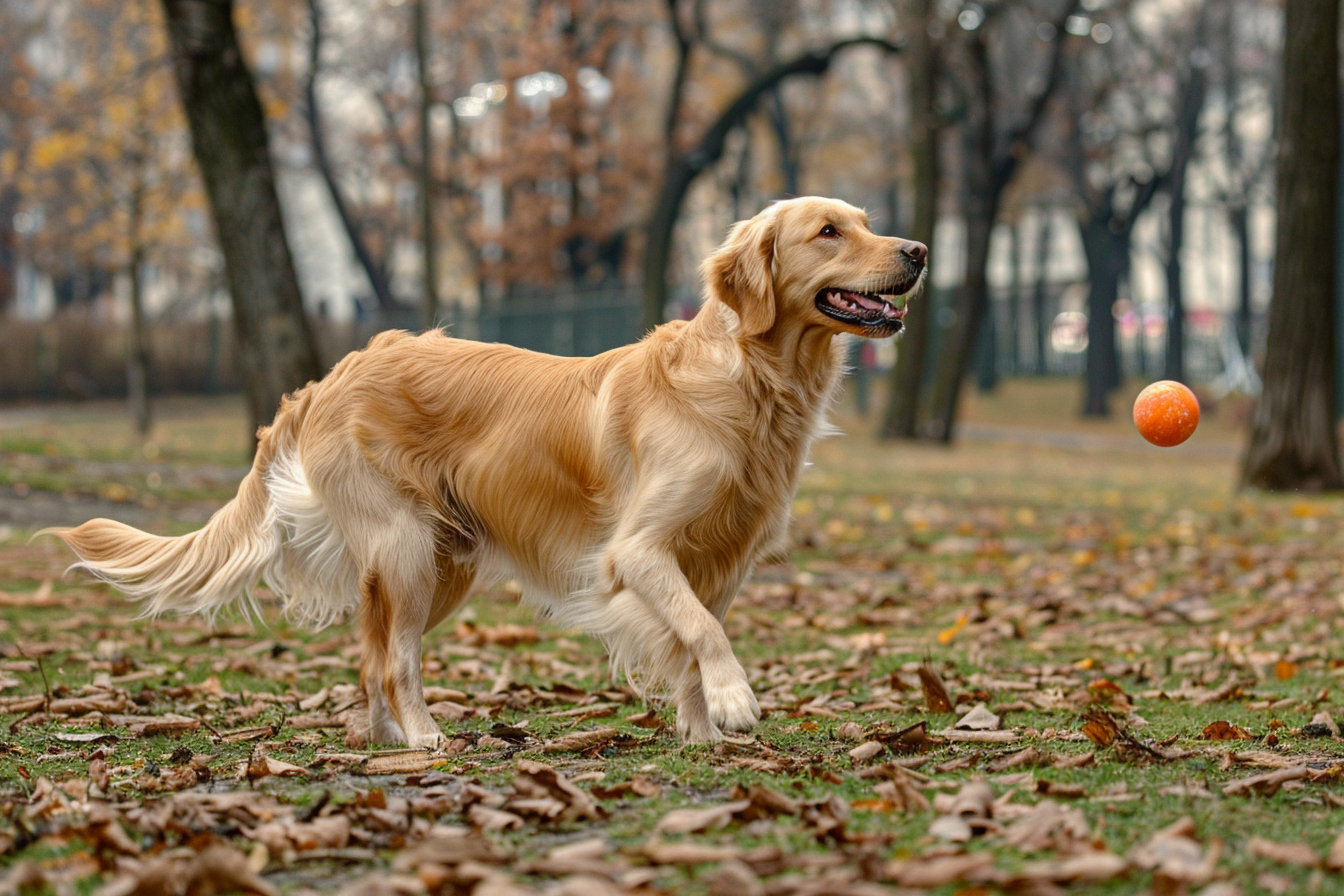 Image gratuite Golden retriever jouant à la balle 3