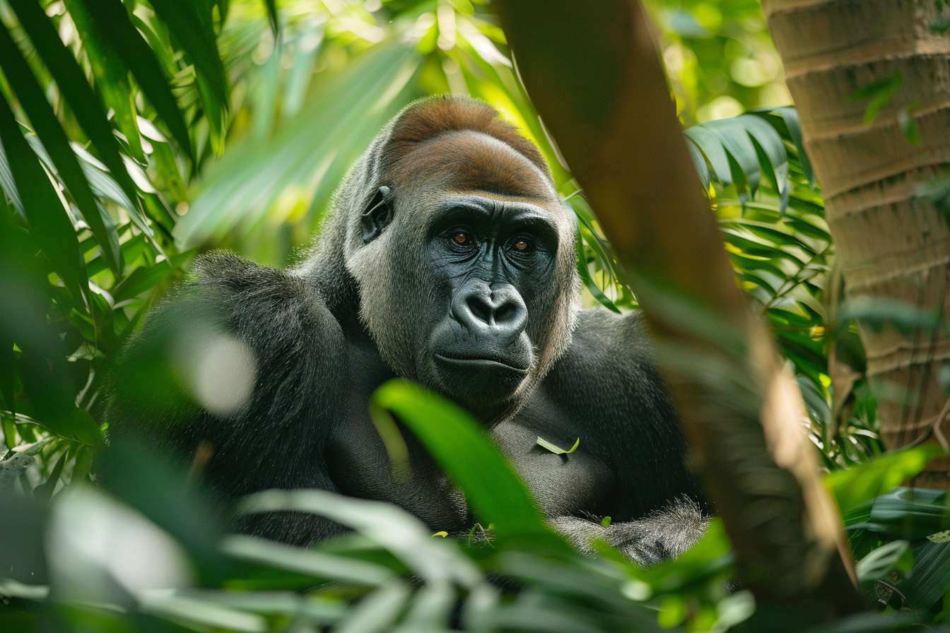 Image gratuite Gorille dominant dans la jungle 1