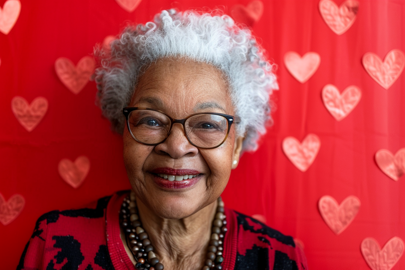 Image gratuite Grand-mère afro-américaine joyeuse fête des grands-mères fond rouge 2