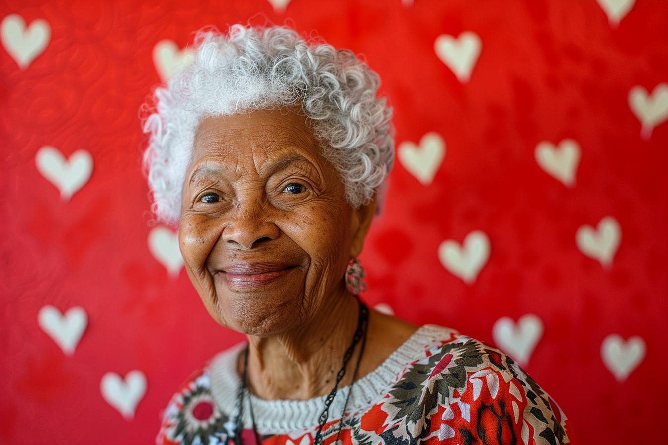 Image gratuite Grand-mère afro-américaine joyeuse fête des grands-mères fond rouge 3