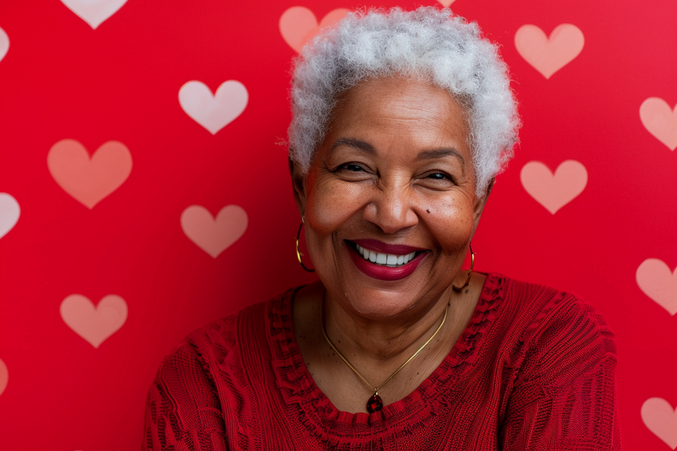 Image gratuite Grand-mère afro-américaine joyeuse fête des grands-mères fond rouge 4