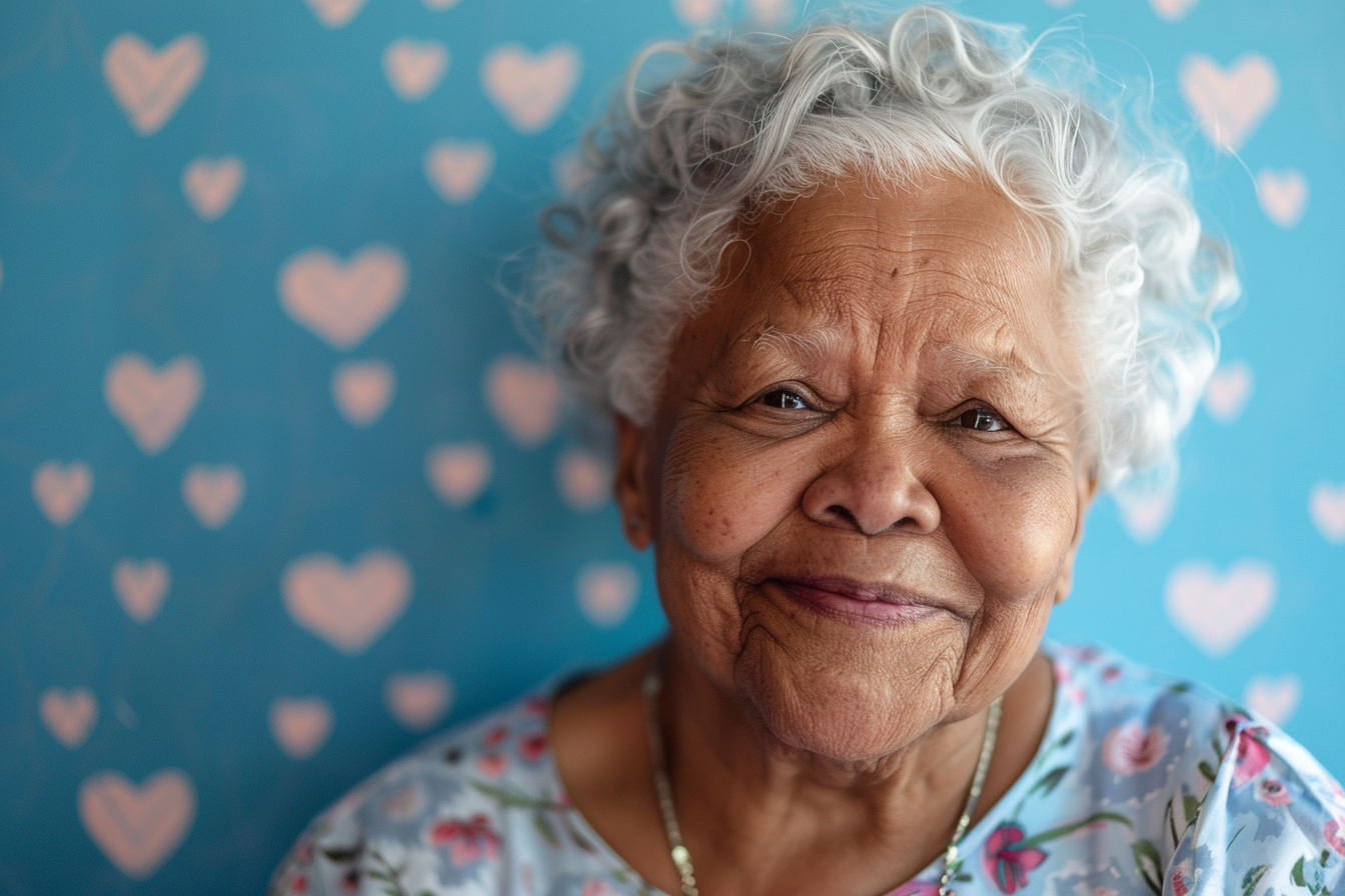 Image gratuite Grand-mère afro-américaine satisfaite fête des grands-mères fond bleu 1