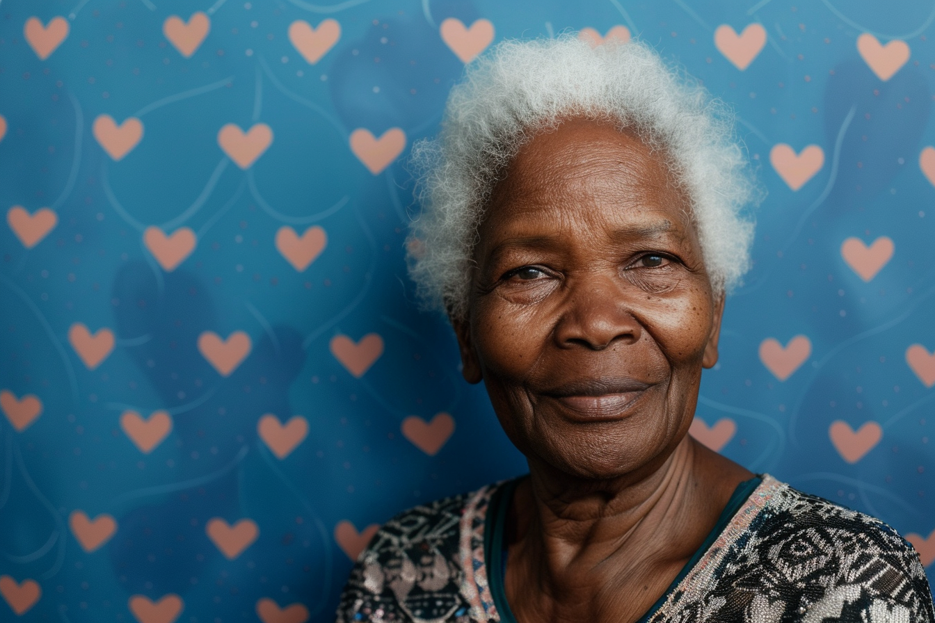 Image gratuite Grand-mère afro-américaine satisfaite fête des grands-mères fond bleu 2