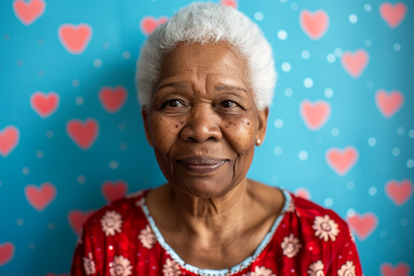 Image gratuite Grand-mère afro-américaine satisfaite fête des grands-mères fond bleu 3