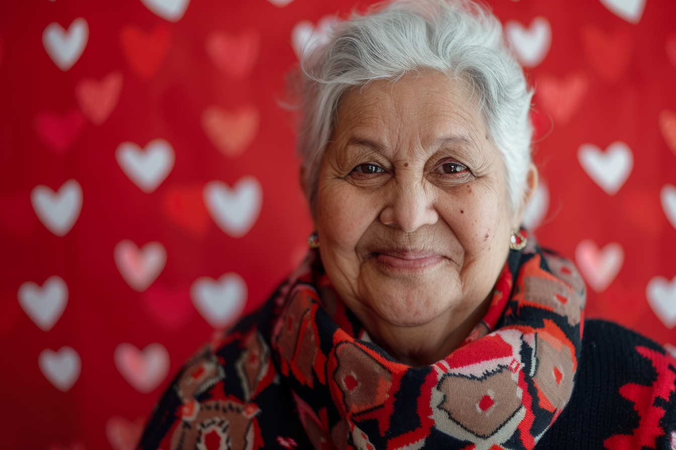 Image gratuite Grand-mère arabe joyeuse fête des grands-mères fond rouge 1