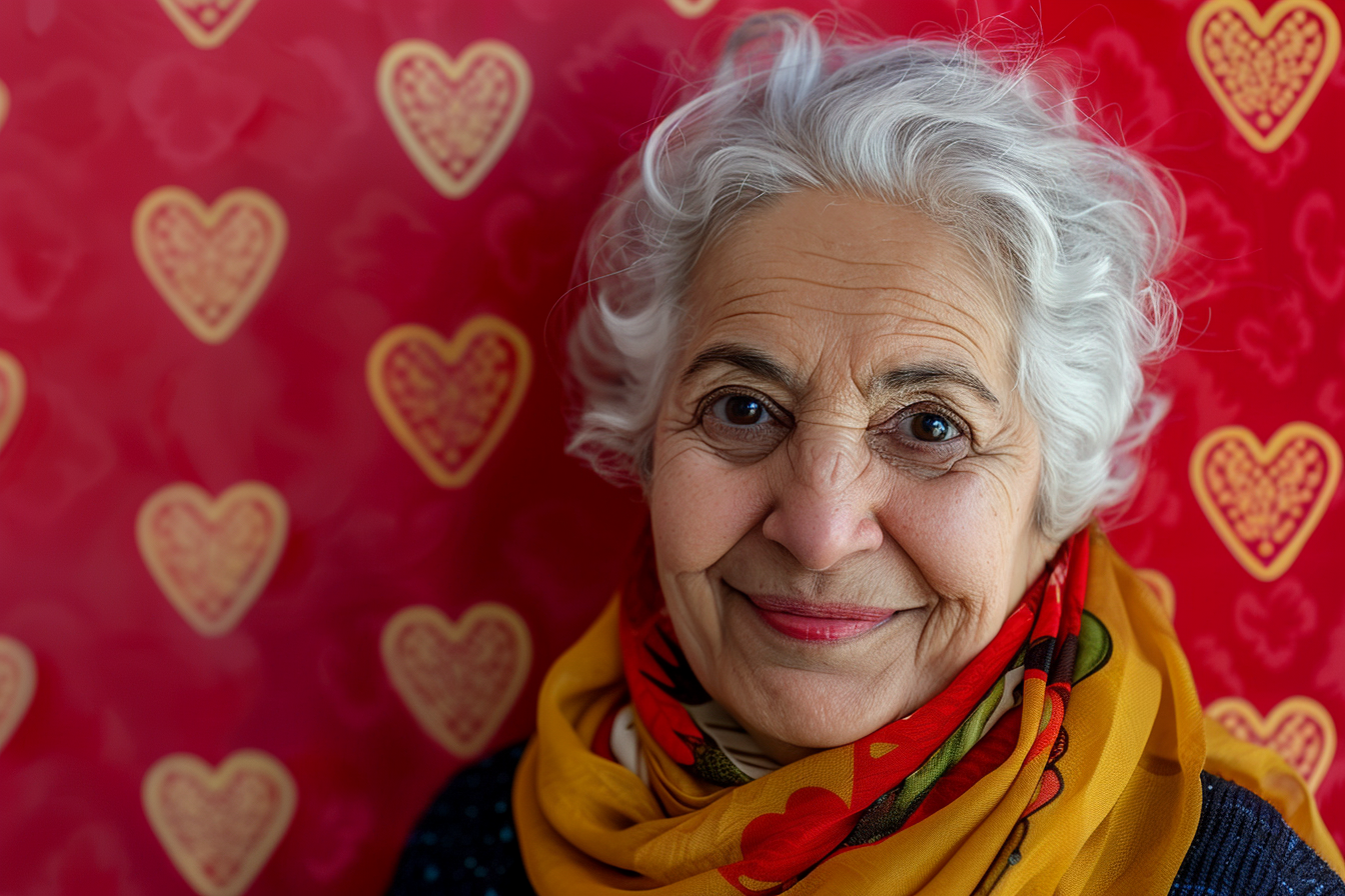 Image gratuite Grand-mère arabe joyeuse fête des grands-mères fond rouge 2