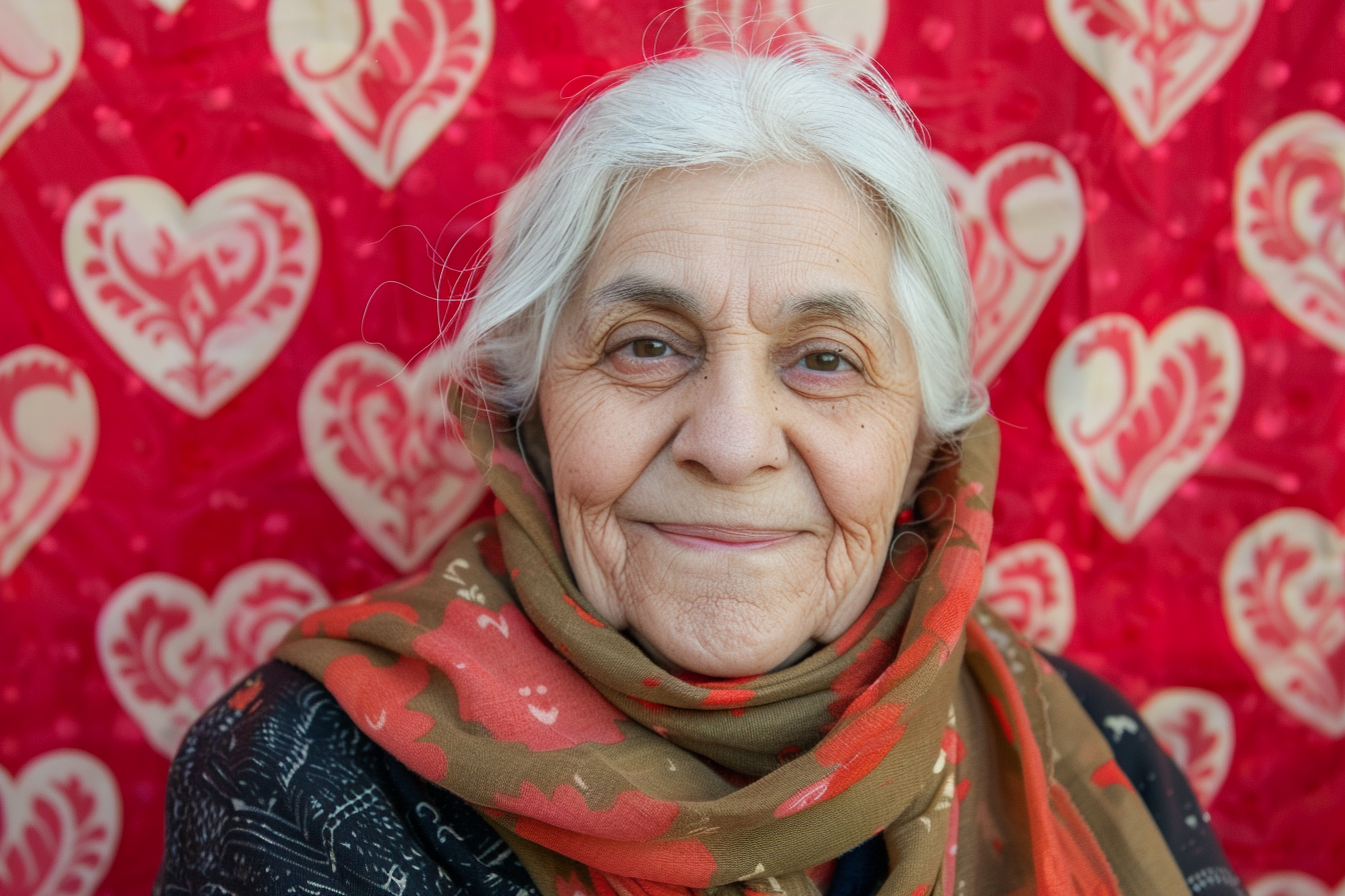 Image gratuite Grand-mère arabe joyeuse fête des grands-mères fond rouge 3