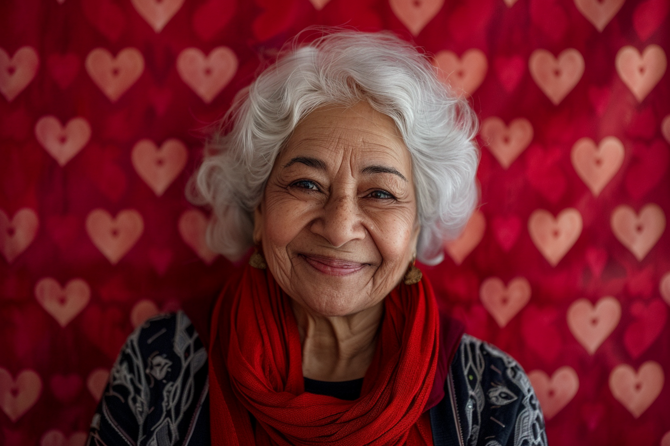 Image gratuite Grand-mère arabe joyeuse fête des grands-mères fond rouge 4