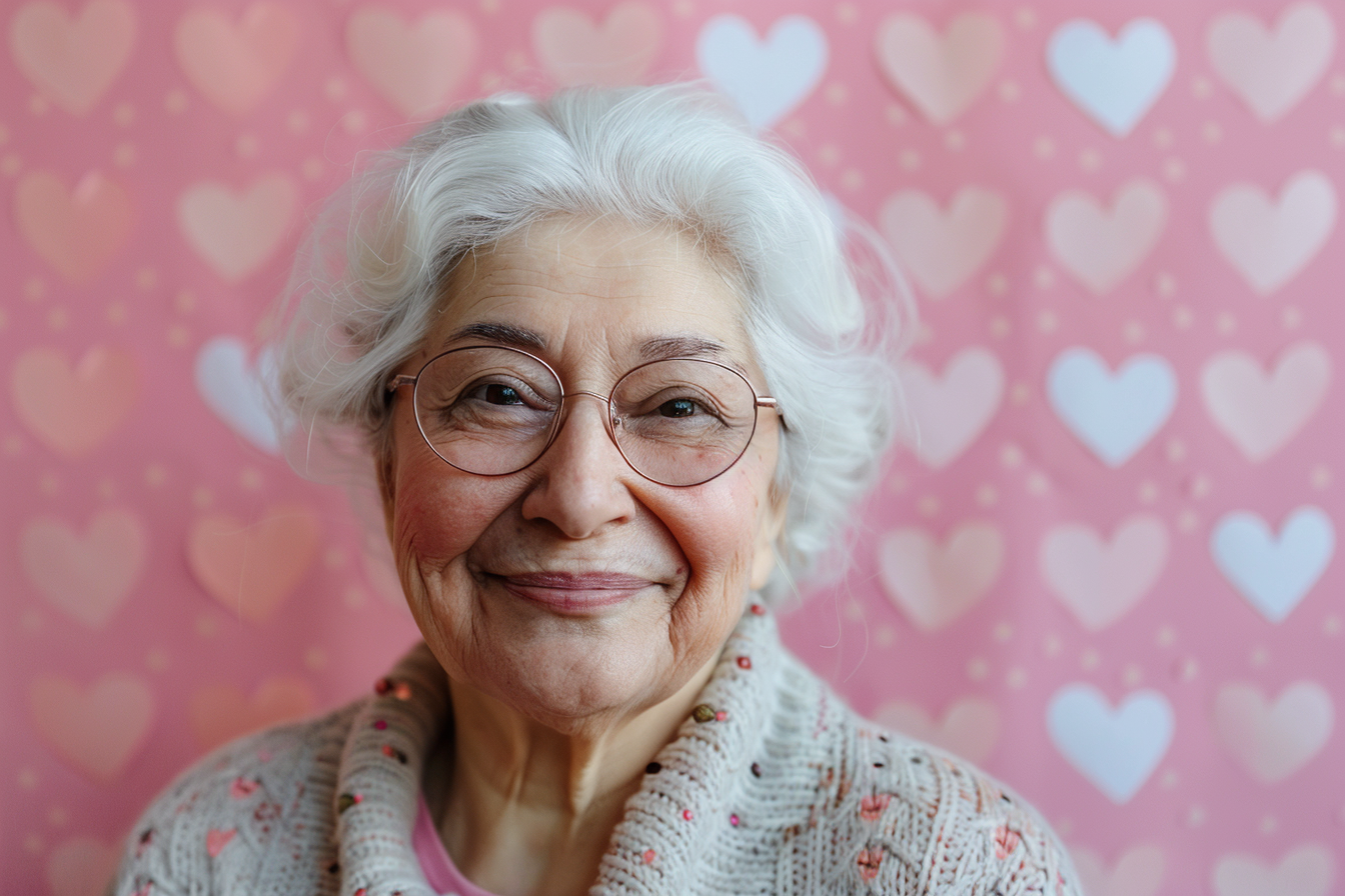 Image gratuite Grand-mère arabe souriante fête des grands-mères fond rose 1