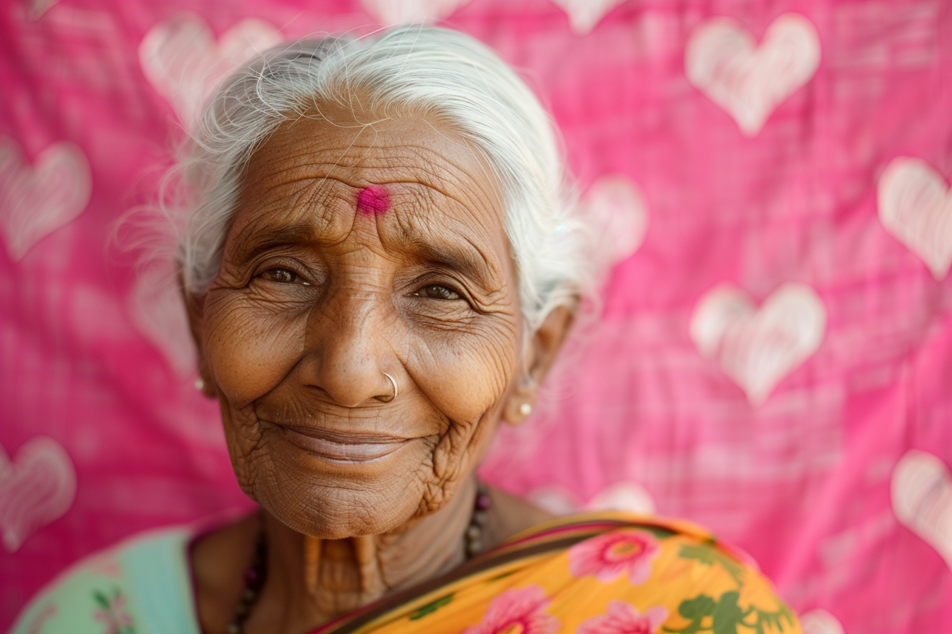 Image gratuite Grand-mère arabe souriante fête des grands-mères fond rose 7