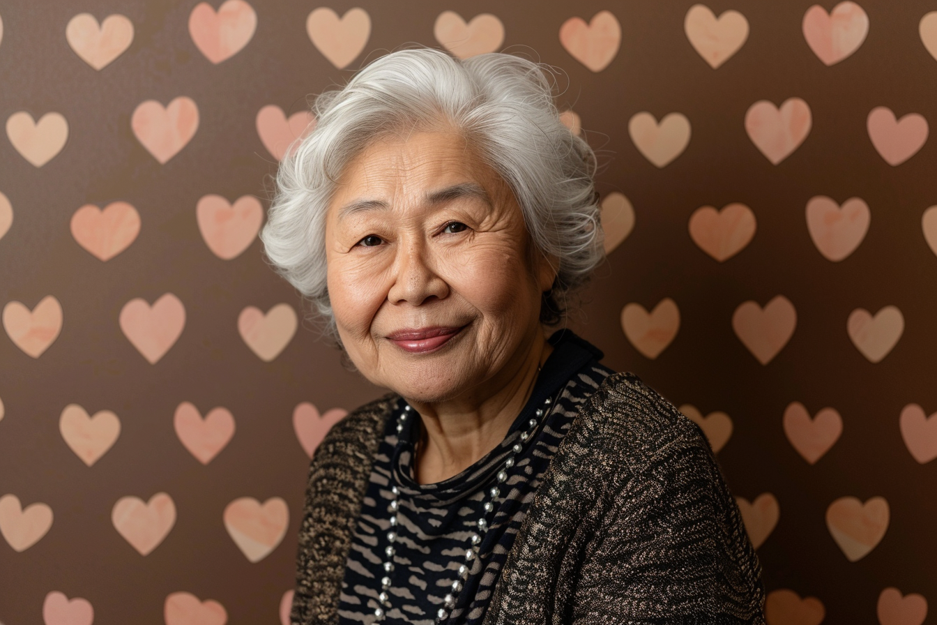 Image gratuite Grand-mère asiatique fière fête des grands-mères fond marron 2